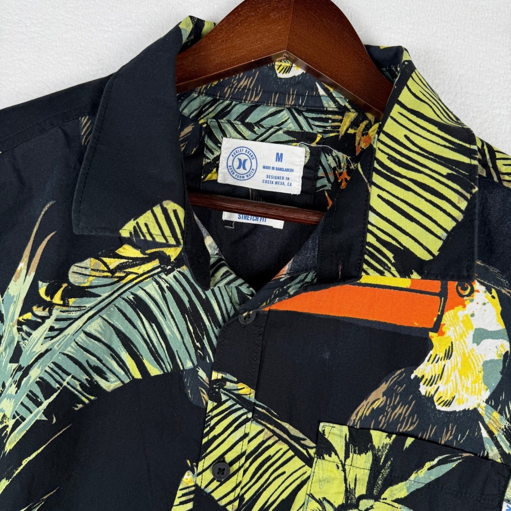 Hurley Hawaiin‎ Shirt Mens M Floral Tropical Toucan Button Up Short Sleeve